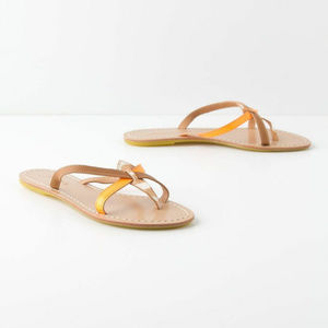 Anthropologie Zanzibar Slides Leather Sandals Flats by Ioannis size 37